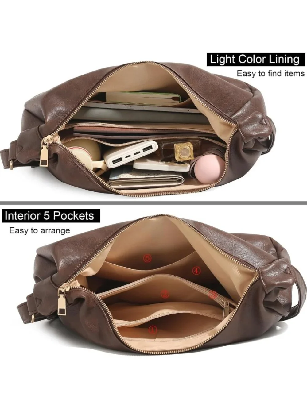 Stylish Foldable Hobo Bag for Women - Versatile Shoulder & Crossbody Purse